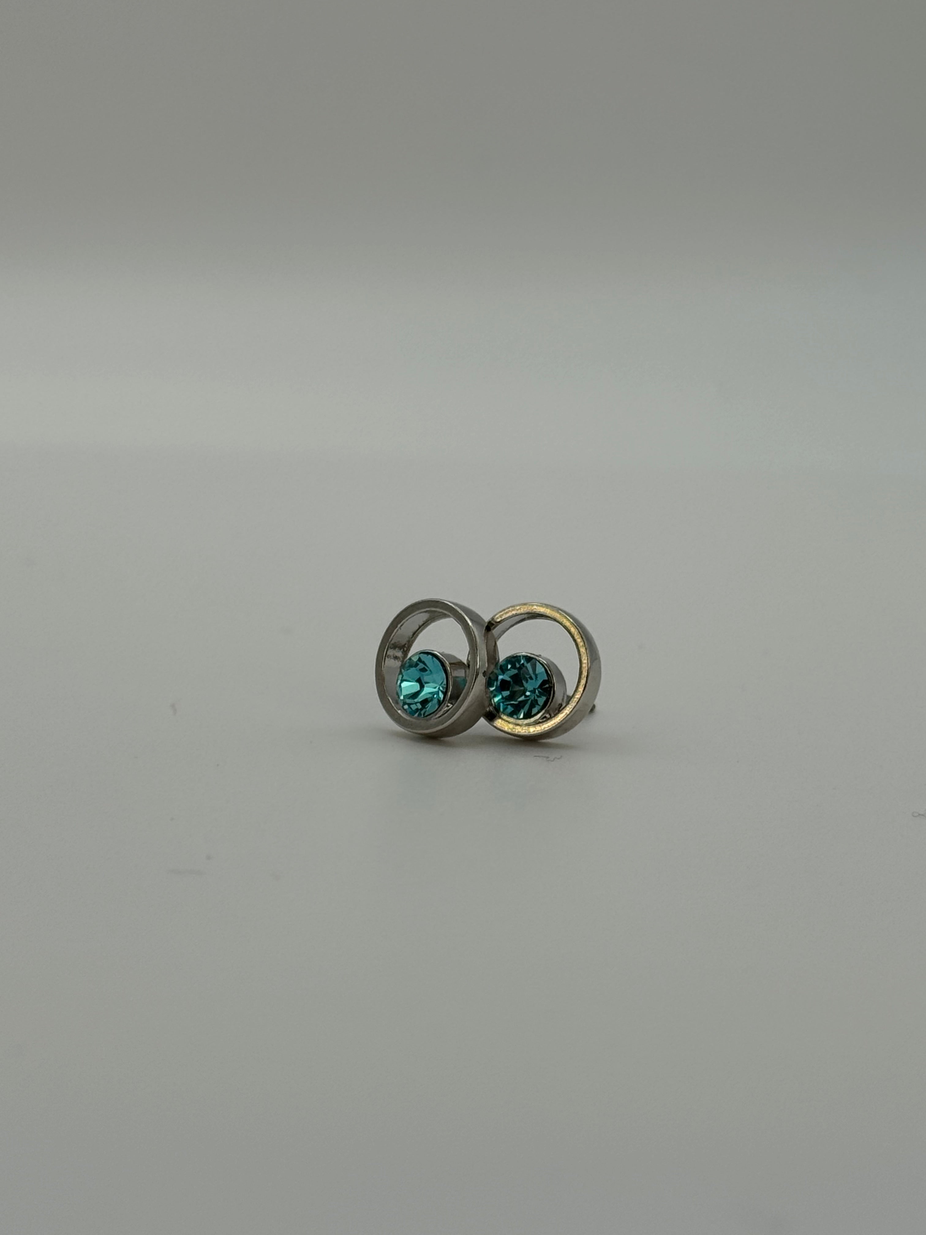 Open Circle Crystal Stud Earrings