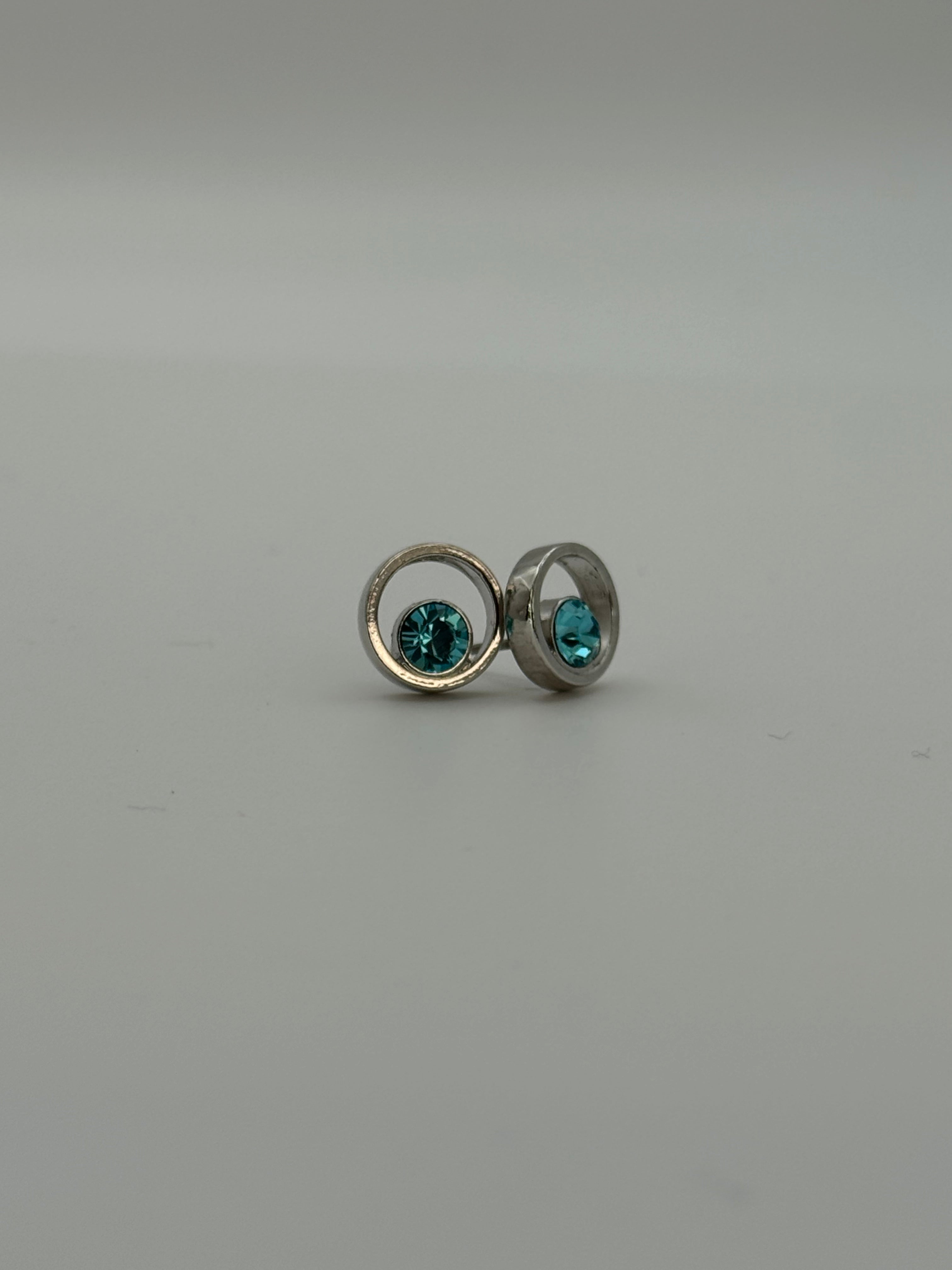 Open Circle Crystal Stud Earrings