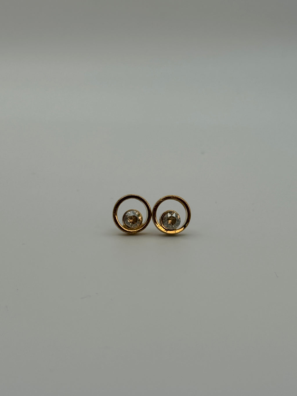 Open Circle Crystal Stud Earrings