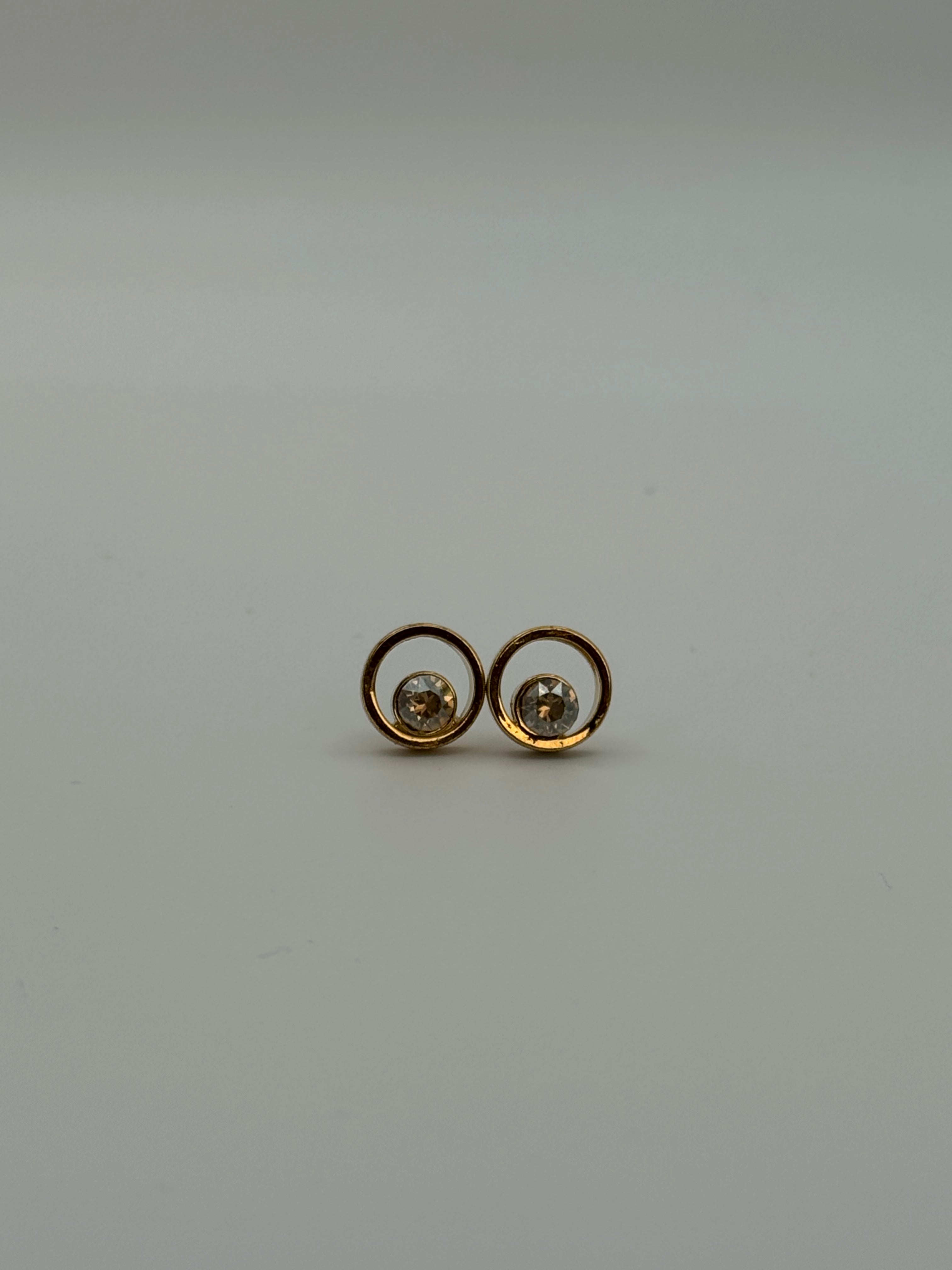 Open Circle Crystal Stud Earrings