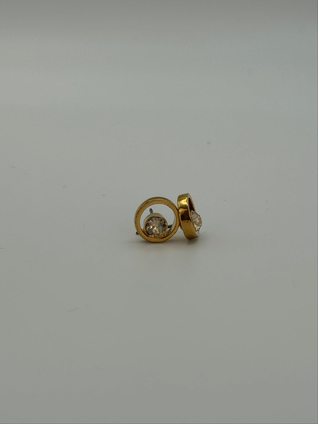 Open Circle Crystal Stud Earrings