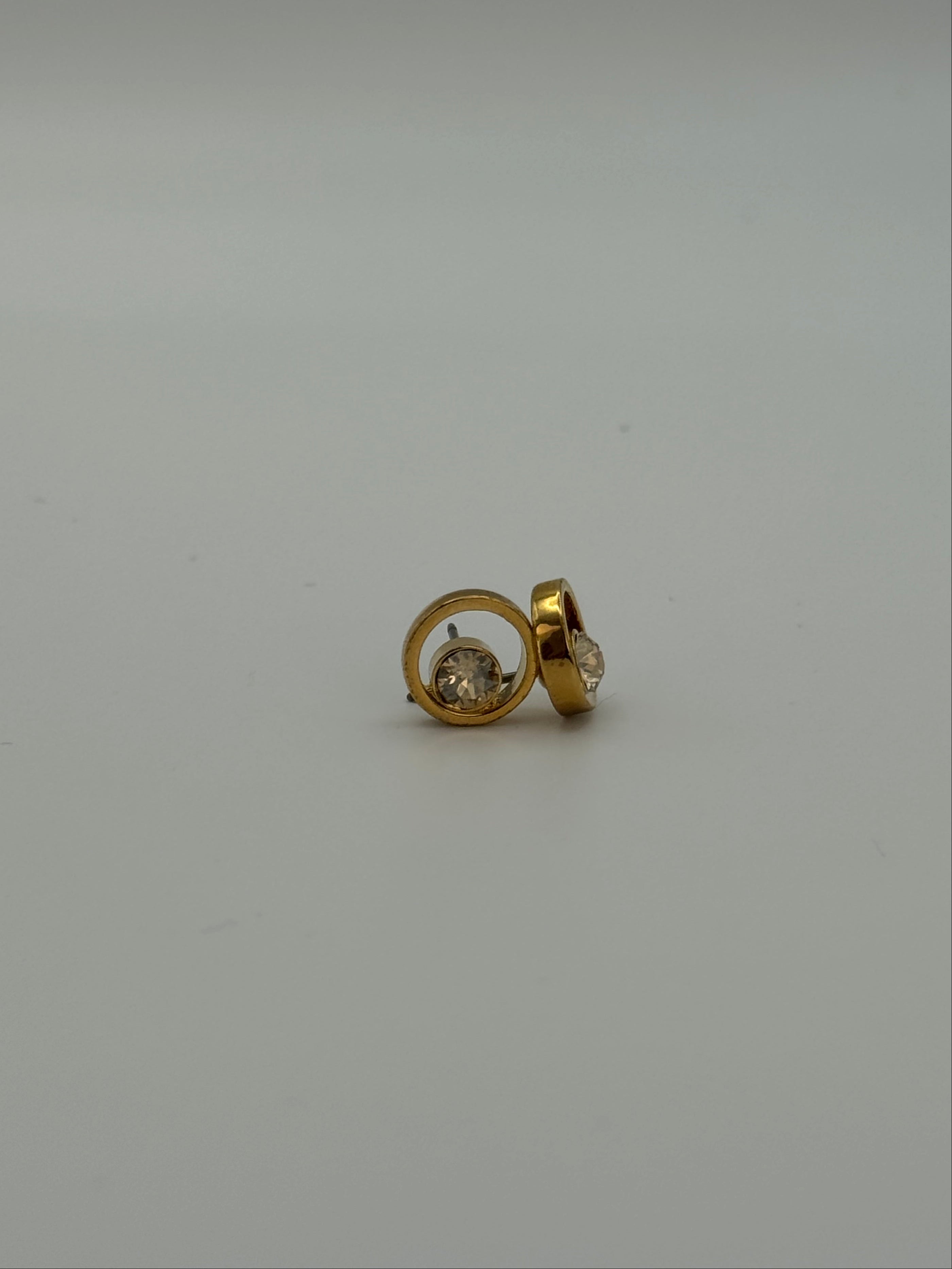 Open Circle Crystal Stud Earrings