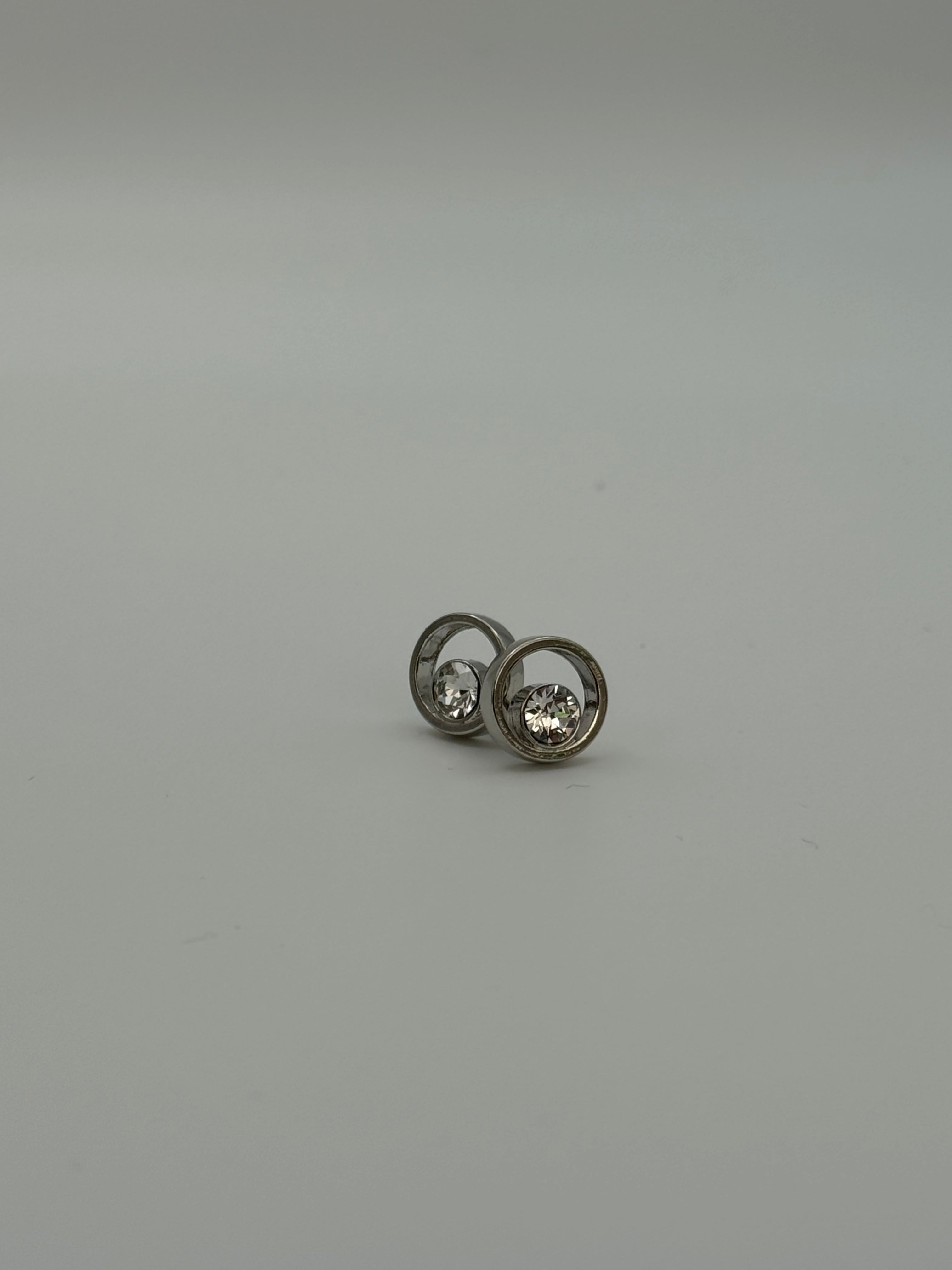 Open Circle Crystal Stud Earrings