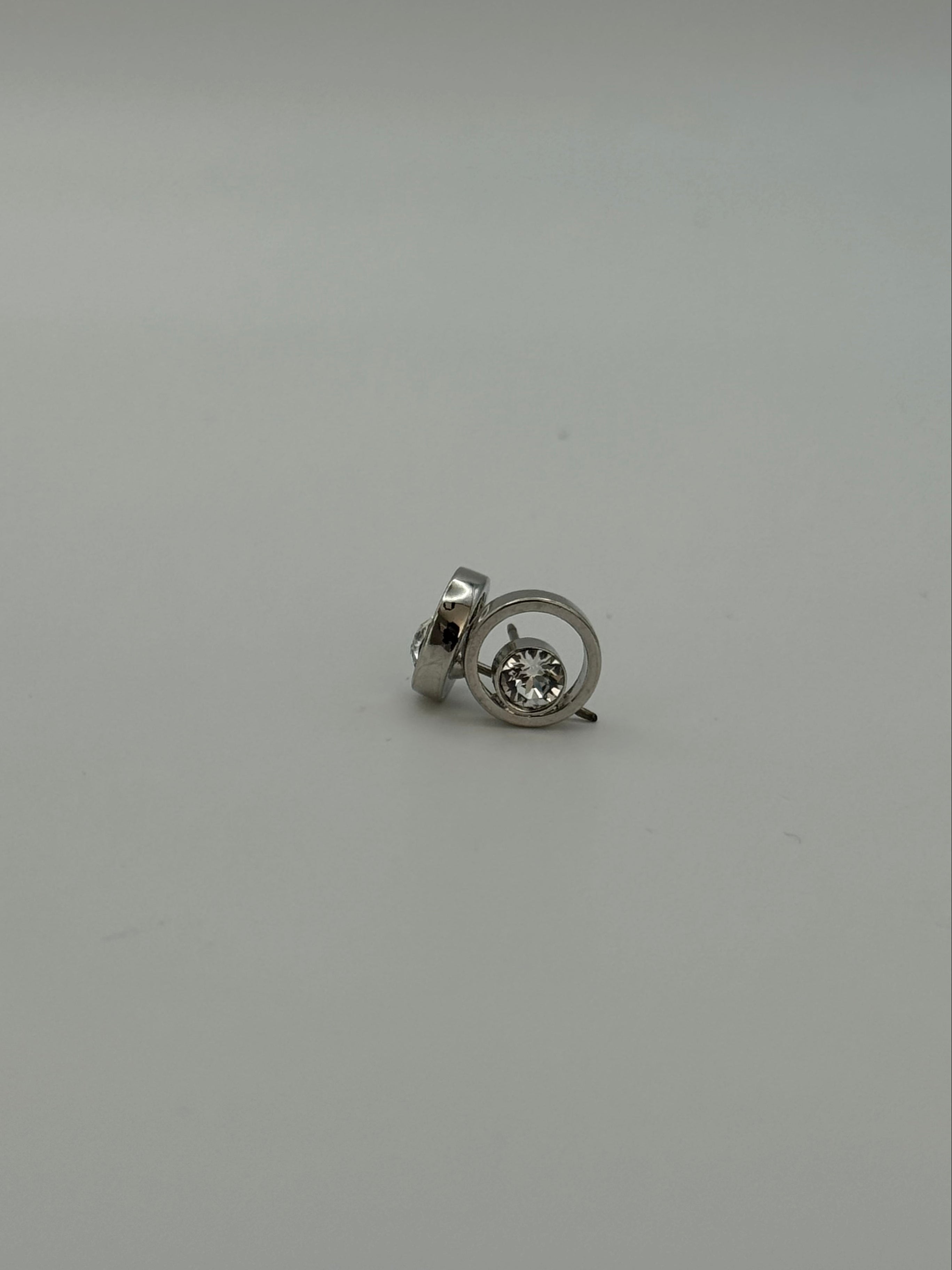 Open Circle Crystal Stud Earrings