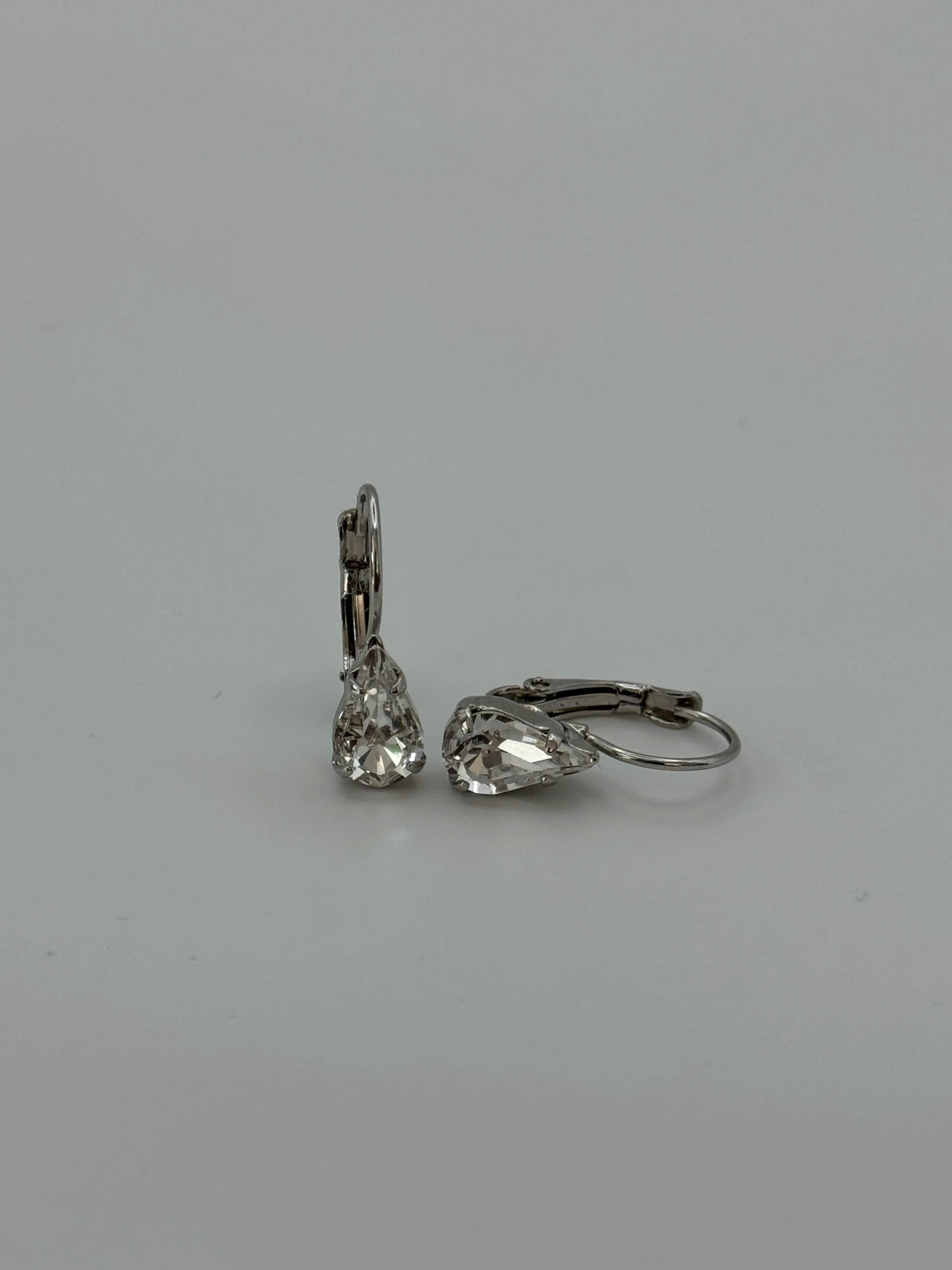 Clear Crystal Teardrop Earrings