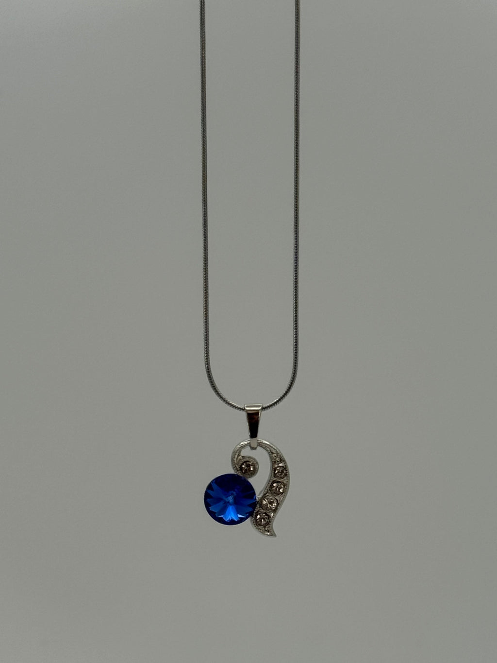 Sapphire-Blue Crystal Drop Earrings & Swirl Pendant Necklace Set