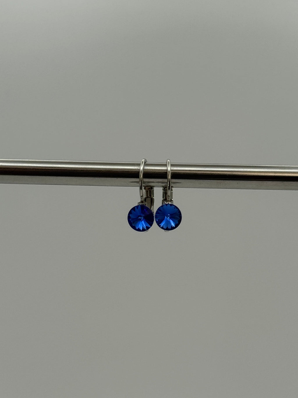 Sapphire-Blue Crystal Drop Earrings & Swirl Pendant Necklace Set