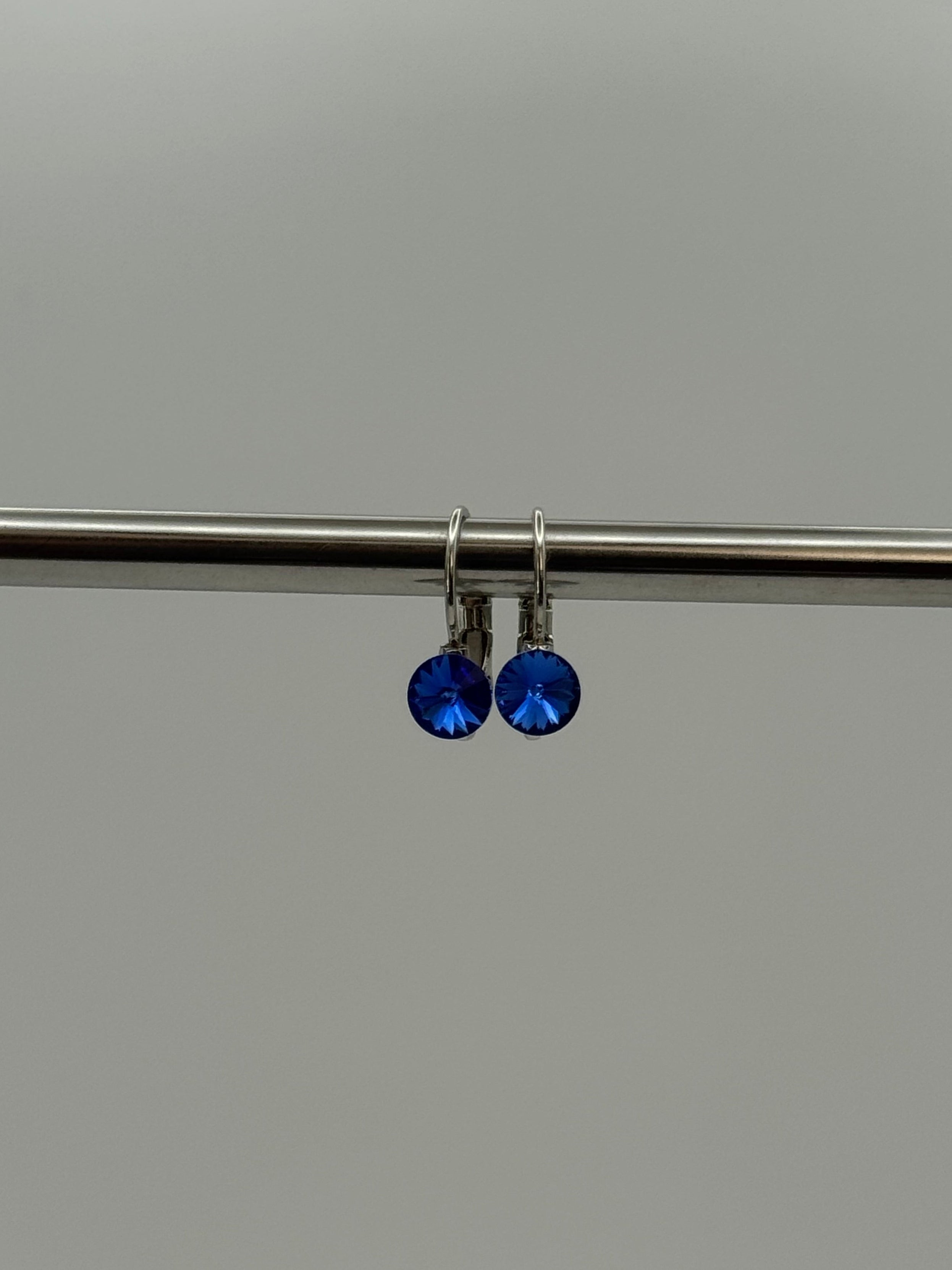 Sapphire-Blue Crystal Drop Earrings & Swirl Pendant Necklace Set