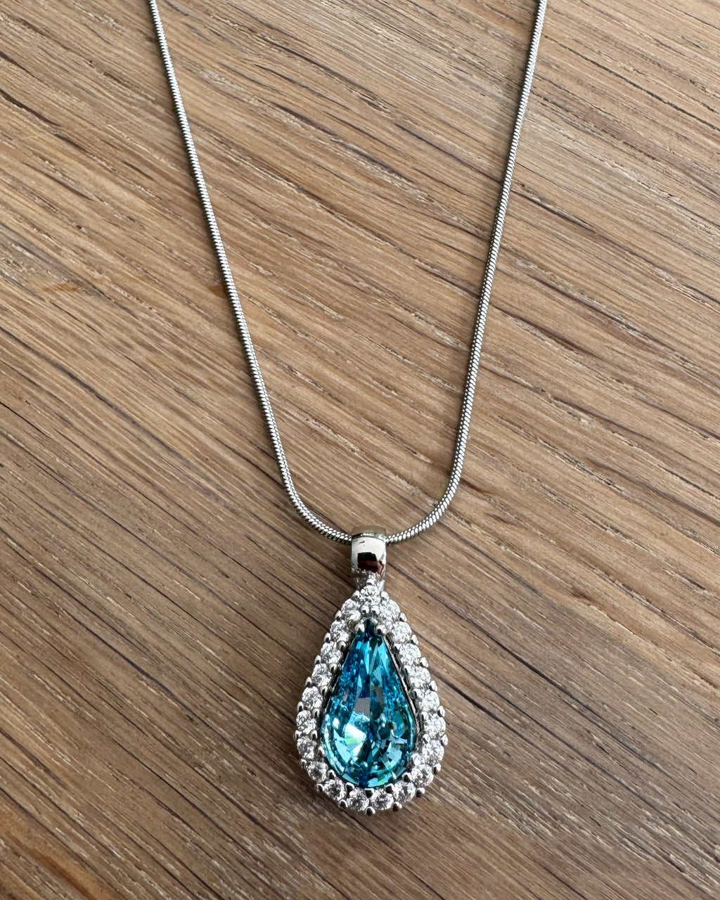 Aqua Teardrop Necklace