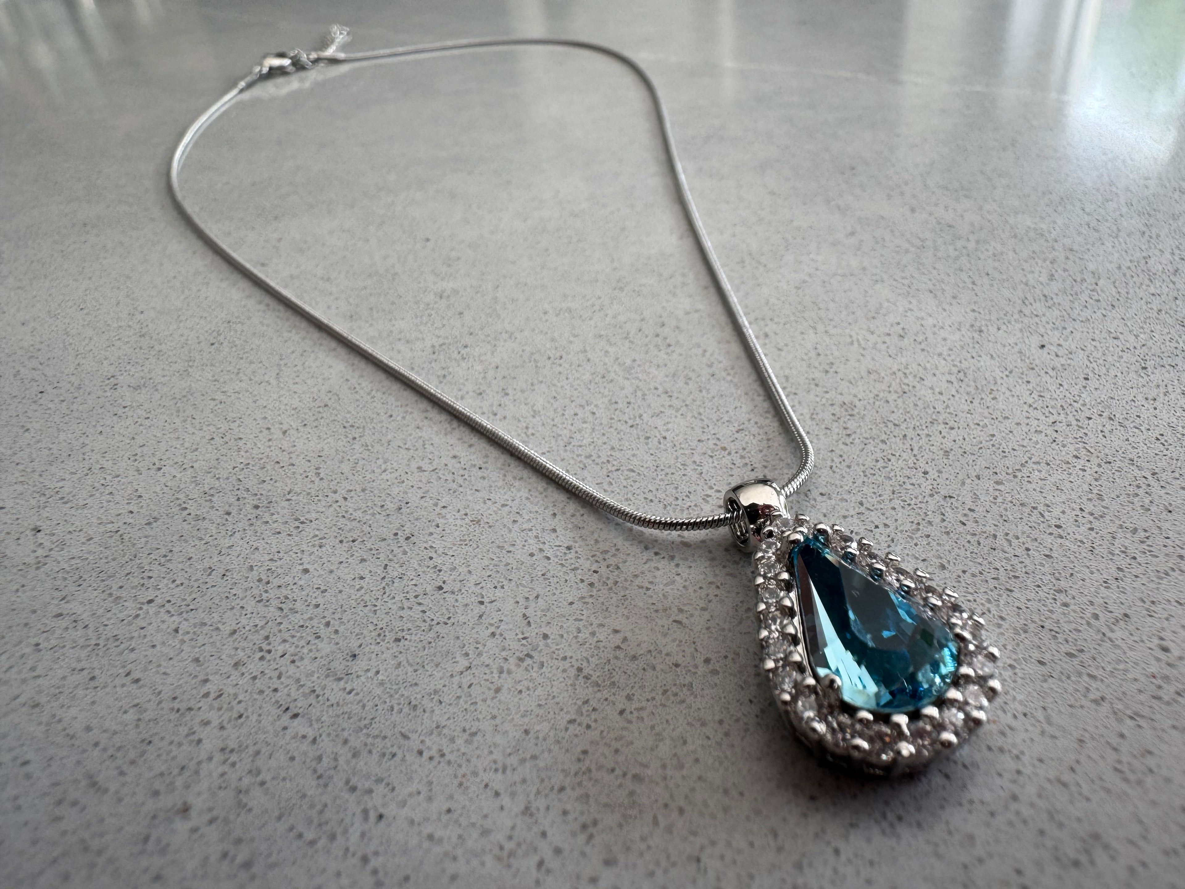 Aqua Teardrop Necklace