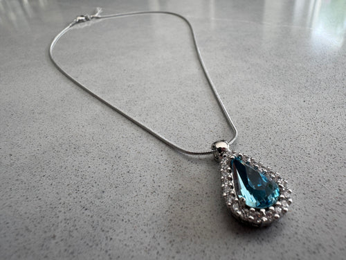 Aqua Teardrop Necklace