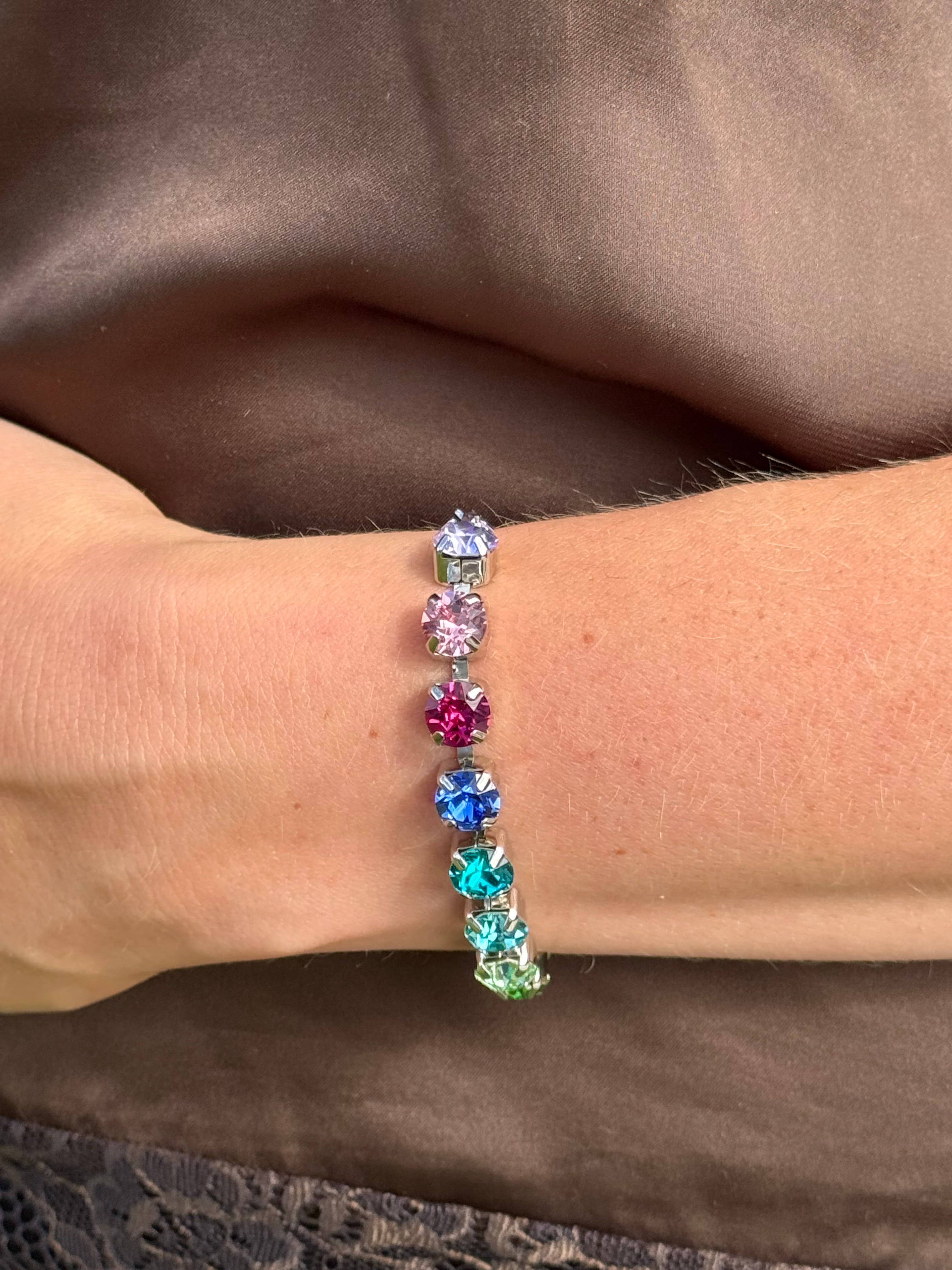 Rainbow Crystal Bezel Bracelet