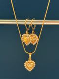 Heart Drop Earrings & Heart Pendant Necklace Set