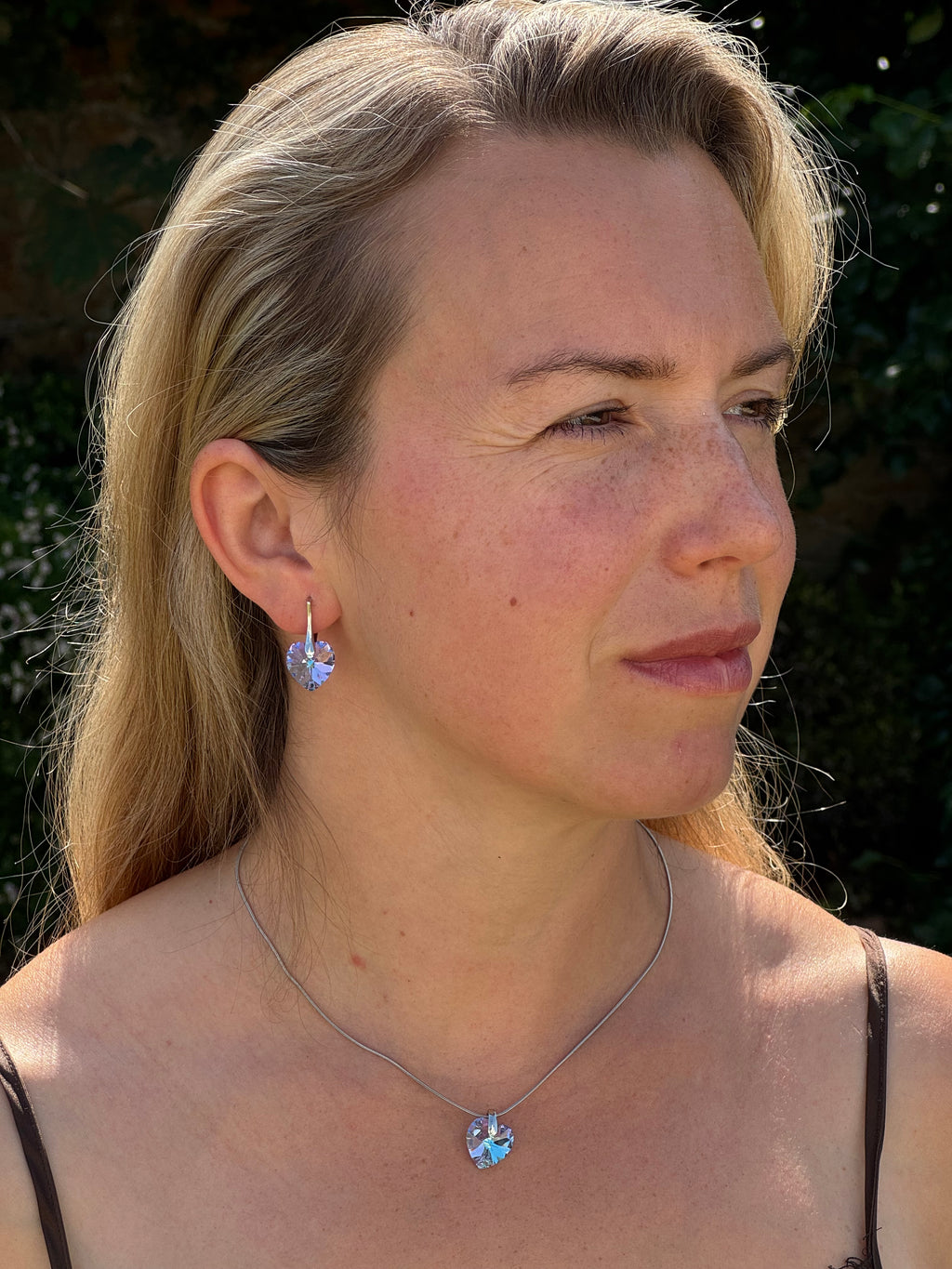 Pastel Heart Drop Earrings & Heart Pendant Necklace Set
