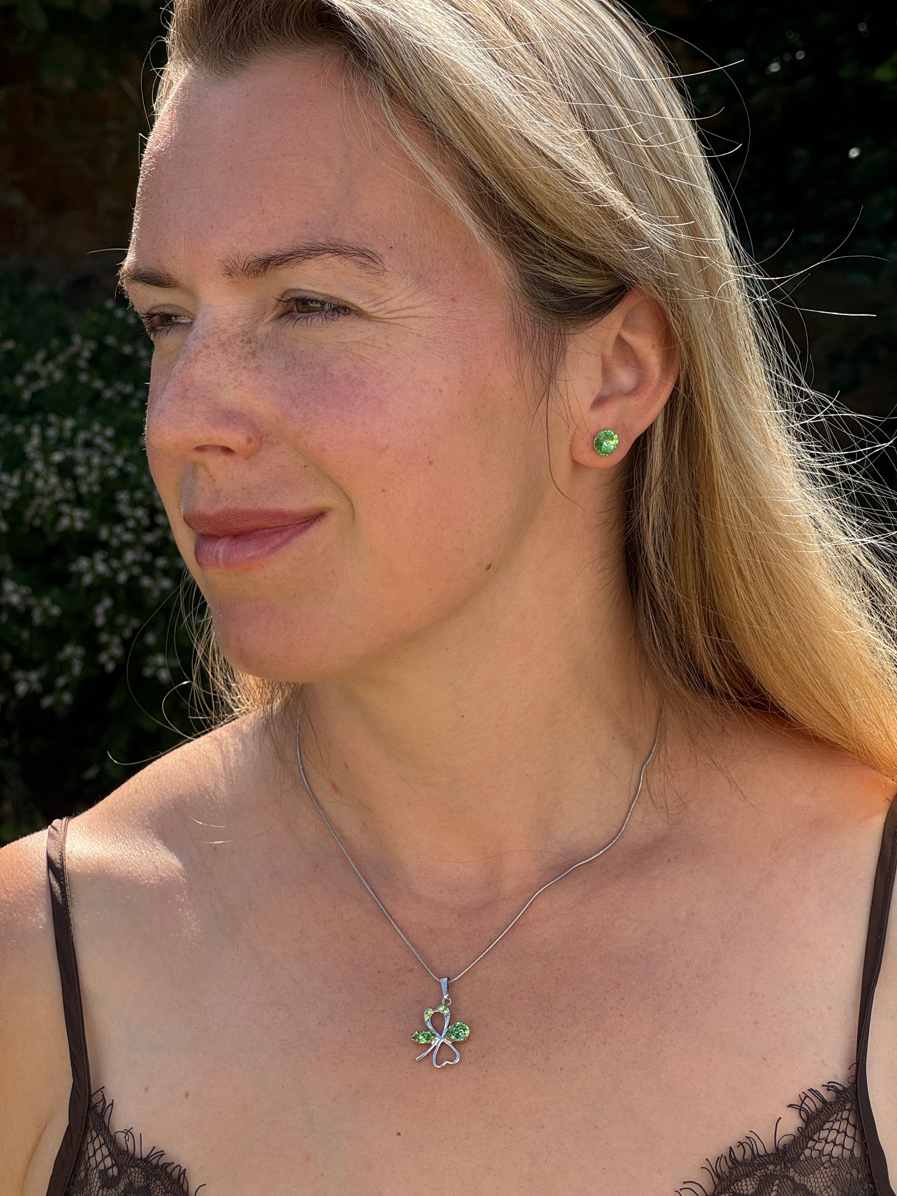 Peridot Crystal Stud Earrings