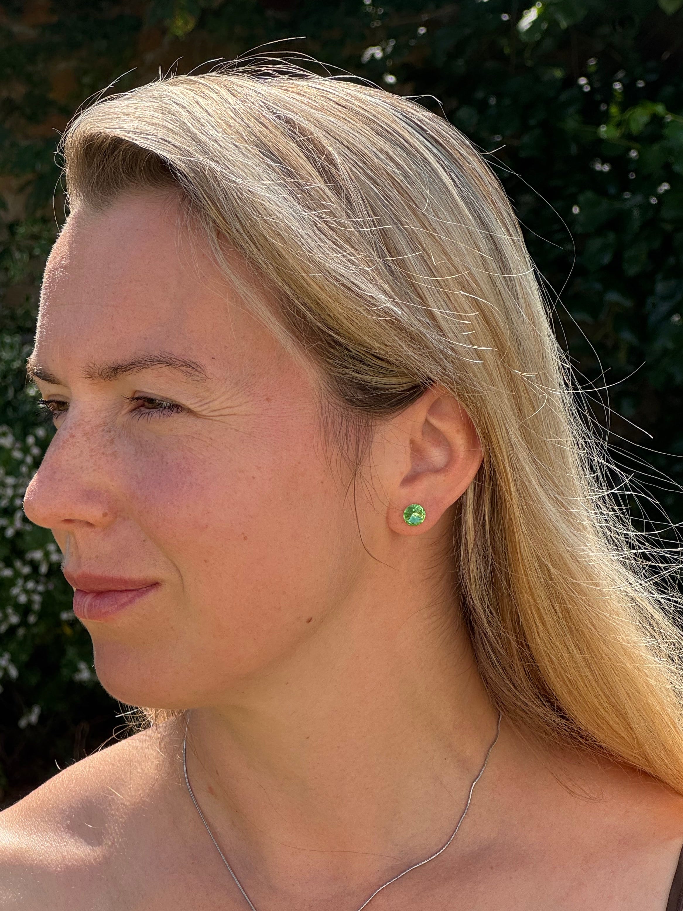 Peridot Crystal Stud Earrings